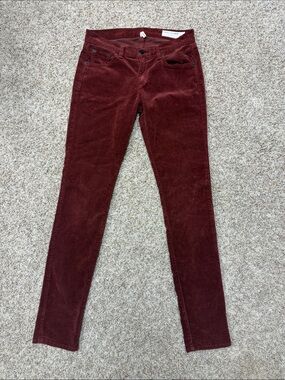 Rag & Bone Skinny Corduroy Jeans Womens 26 Burgundy Oxblood USA